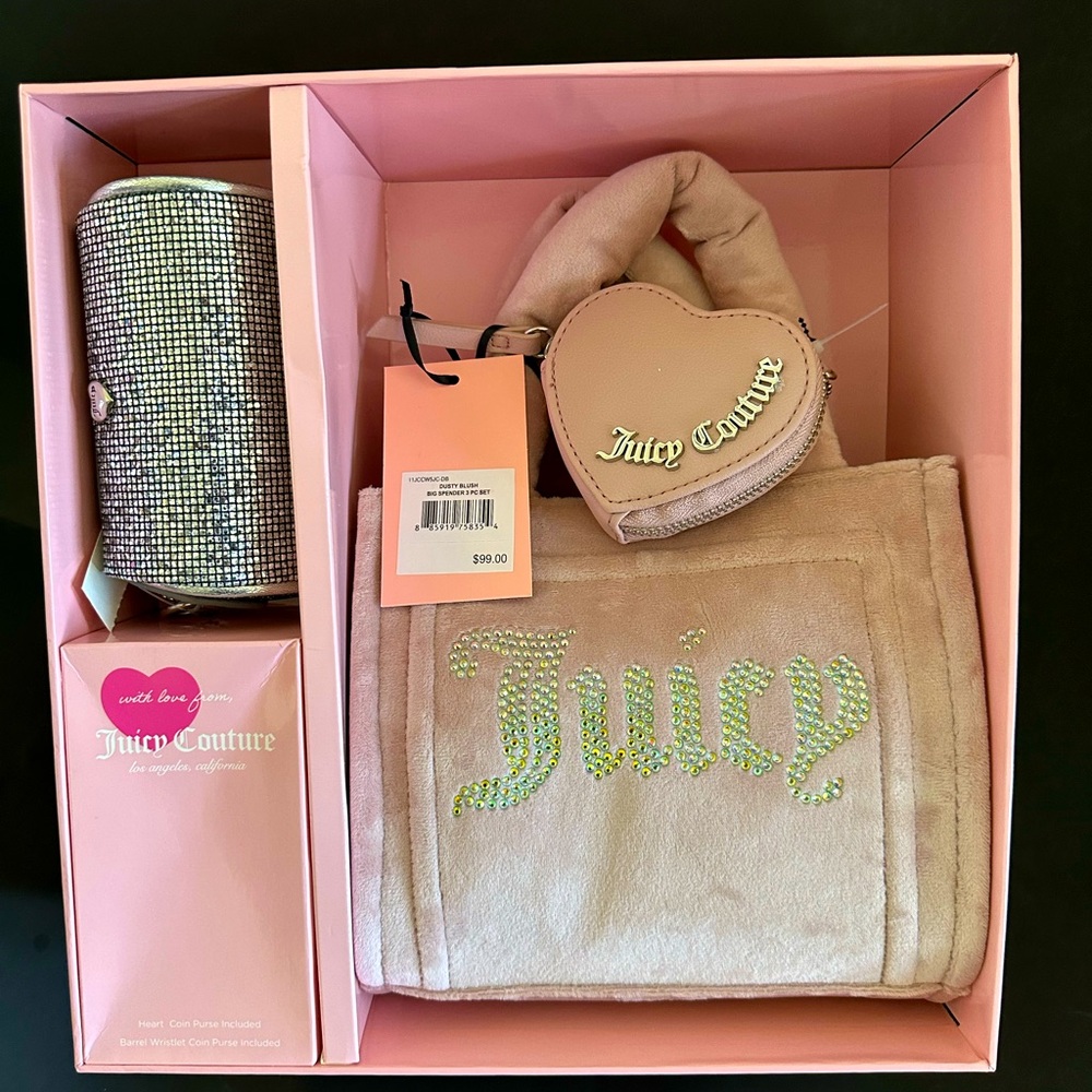 Brand New Juicy Couture Dusty Blush Big Spender Three Pice Set